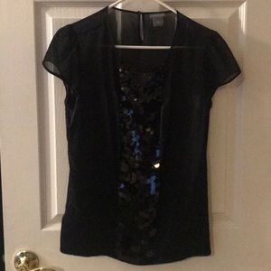 Ann Taylor black sequin shirt
